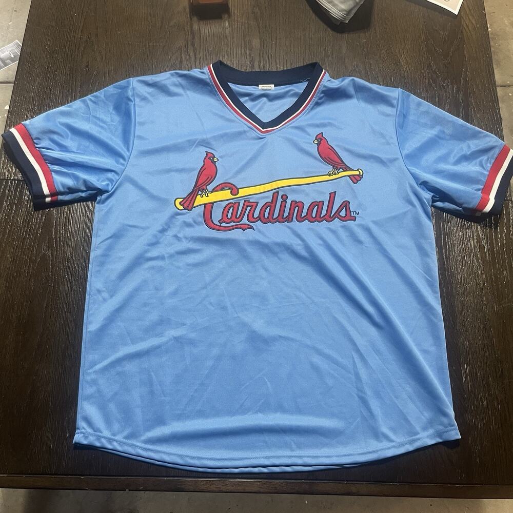 St. Louis Cardinals Jersey Men’s Phillips 66 Blue Stitched Letters Used Size XL